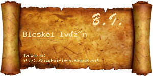 Bicskei Iván névjegykártya